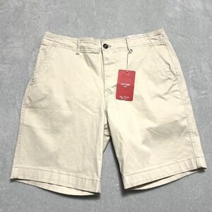 Lucky Brand Shorts Mens 33 Khaki Flat Front Twill Chino Casual Advance Stretch